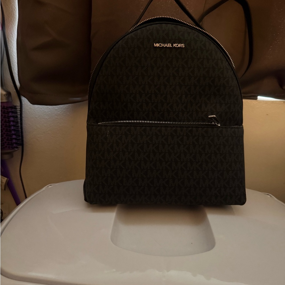 Michael Kors Dark Brown Monogram Backpack